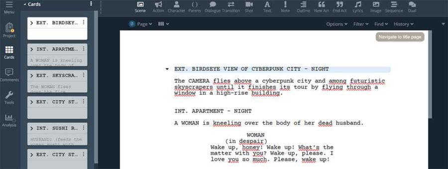 WriterSolo with FilmDaft Cyberpunk Screenplay Example