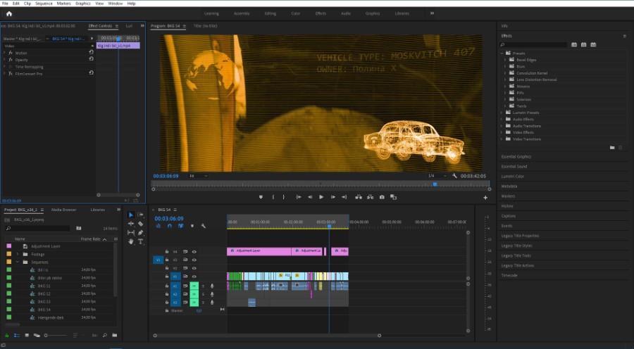 Bilkirkegården screenshot Premiere Pro Custom