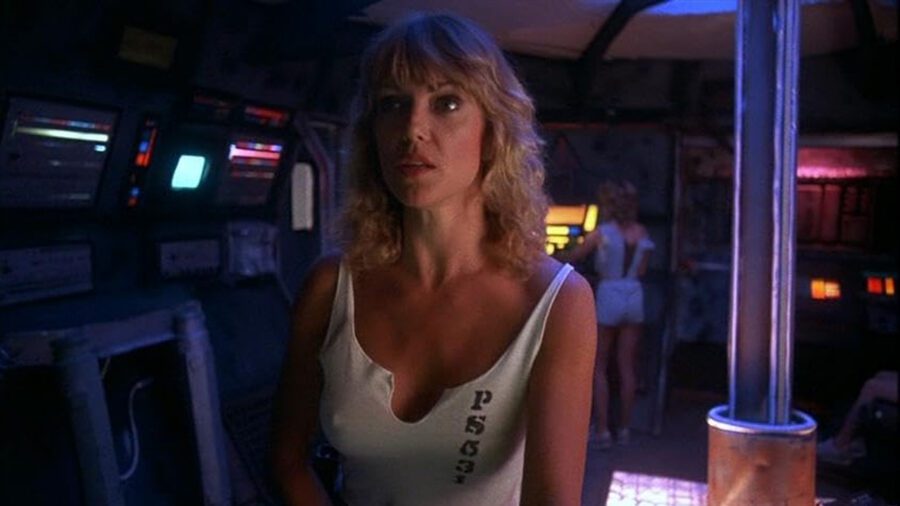 Sexy Female Prison Movies Too Taboo For Today's Audience 14 Sandy Brooke wears a torn prison tank top aboard a space station in Prison Ship (1986)