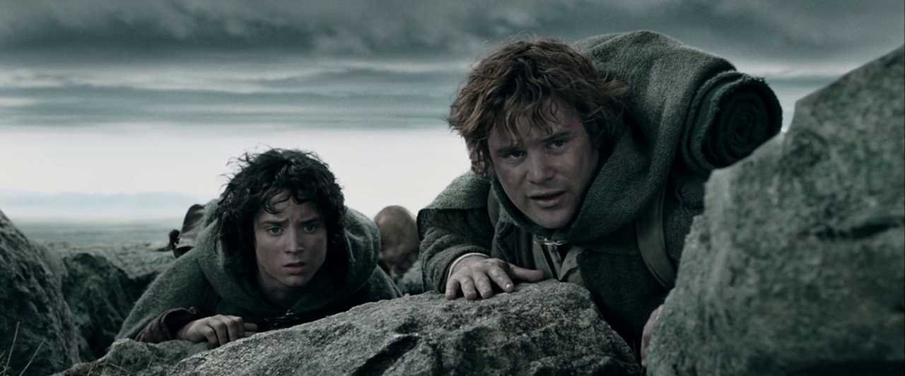 Sam and Frodo in The Two Towers (2002) Samwise Gamgee and Frodo Baggins during their journey in The Two Towers.
