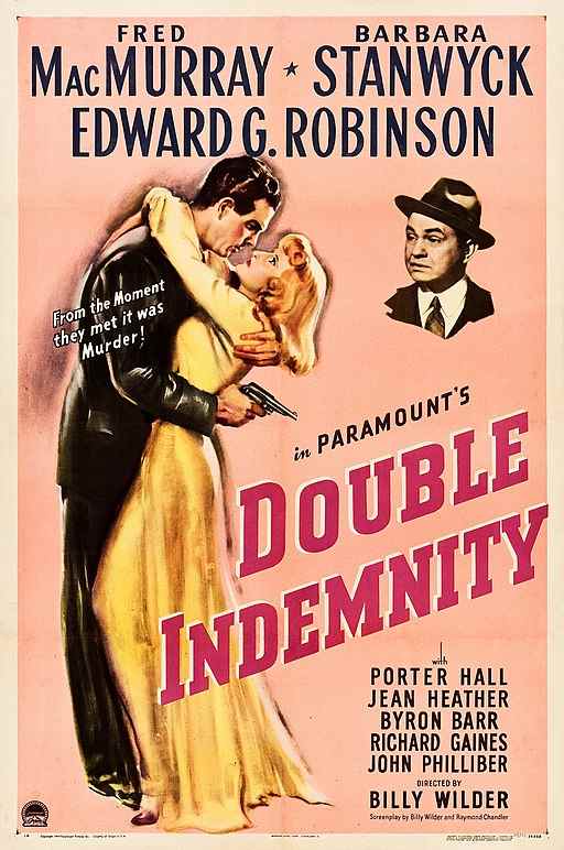 Essential Film Noir Movies For Film Students to Study and Why. 3 Double Indemnity (1944) film poster