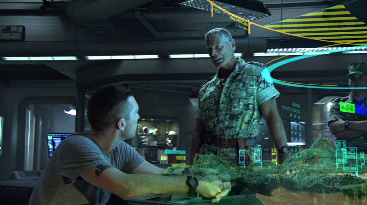 Film Theory: Definition, Discourses, and How to Use It 5 Soldier and commander stand over a holographic map in Avatar