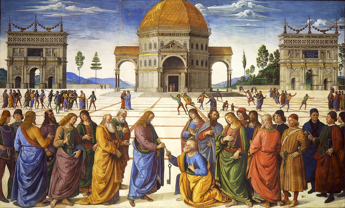 What Is Scale in Art? Definition, Types & Famous Examples 7 Perugino fresco showing Christ giving keys to Saint Peter in a vast perspective plaza