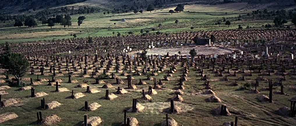 What Is a Spaghetti Western? Definition, History & Style 2 Wide cemetery shot from The Good, the Bad and the Ugly (1966)