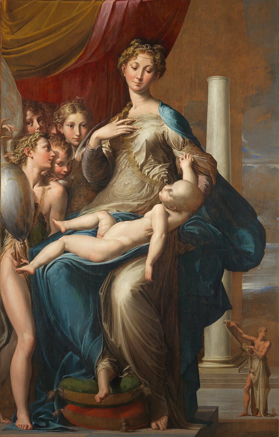 What Is Proportion in Art? Definition & Visual Examples 7 The Virgin Mary holds a stretched-out Christ child while surrounded by angels, her neck and limbs unnaturally elongated.