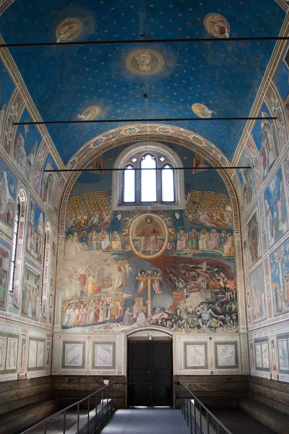 What Is Gothic Art? Definition, History & Examples 10 Interior of the Scrovegni Chapel with a full wall fresco of the Last Judgment painted by Giotto