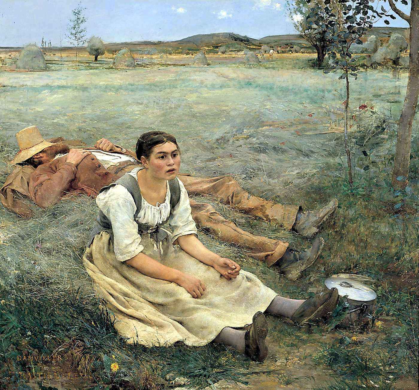 What Is Naturalism in Art? Definition, Origins & Key Works 3 Painting of a resting peasant girl and man in a summer field, by Jules Bastien-Lepage