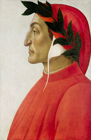 What Was the Renaissance? Definition, Art & Legacy 3 Profile portrait of Dante Alighieri wearing a red robe and laurel wreath against a plain background