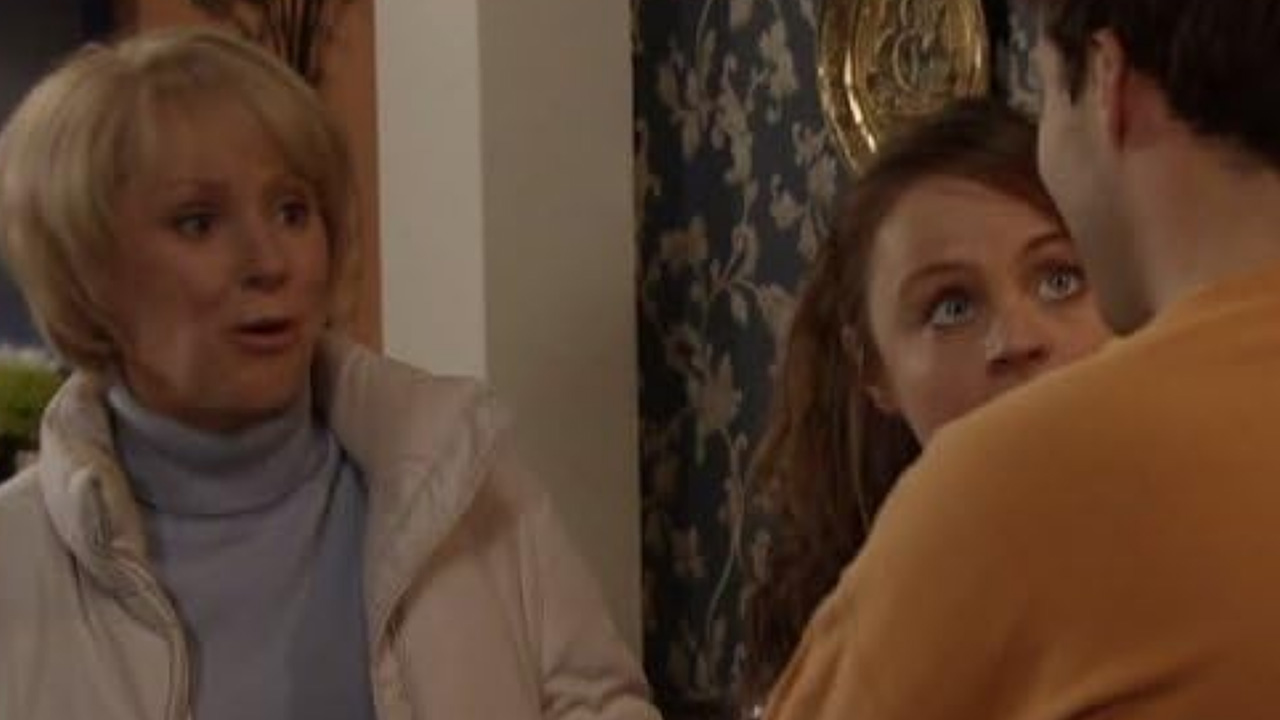 What Is a Soap Opera? Definition, Traits & TV Origins 6 Vicky Binns, Alan Halsall, and Sally Dynevor in a heated scene from Coronation Street