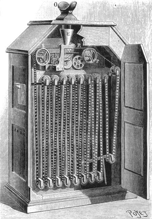 When and Where Were Movies Invented? Film History Facts 2 Technical drawing of the Kinetoscope showing interior film loops and viewing mechanism