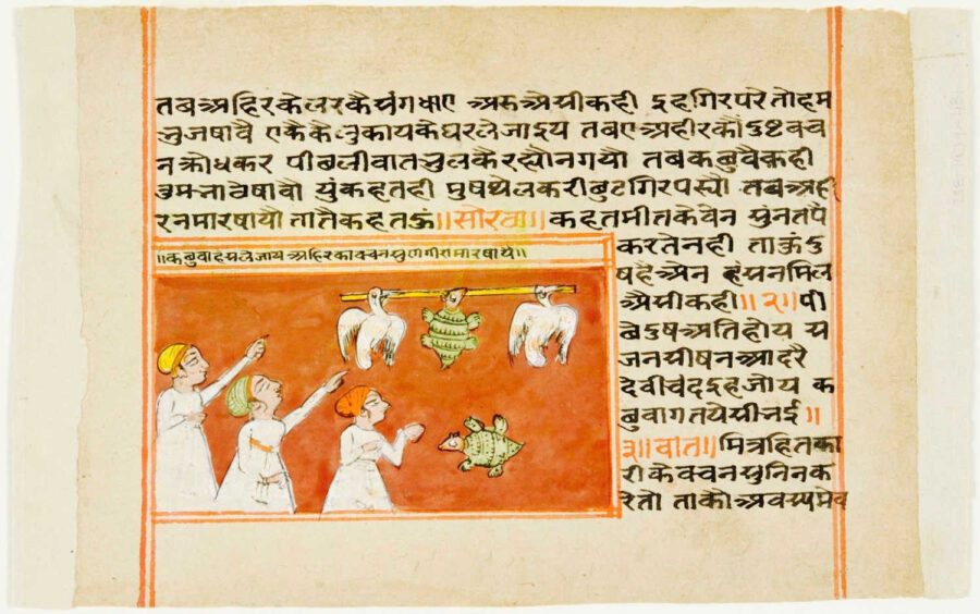 What Is a Fable? Definition, Traits & Examples 2 Talkative Turtle from Panchatantra Manuscript