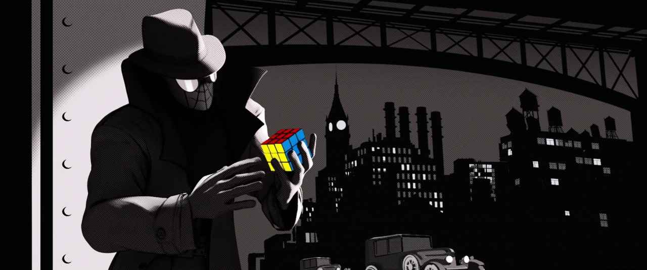What Is a Story Mountain? Definition & Film Examples 6 Spider-Man Noir studies a Rubik’s Cube under a bridge in a black-and-white city with only the cube in color