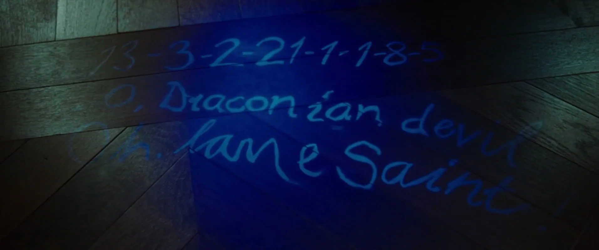 What Is an Anagram? Definition + Uses in Film, Games & Writing 3 A glowing message on the Louvre floor shows the phrase “O, Draconian devil. Oh, lame saint” written in invisible ink